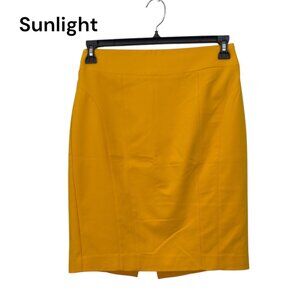 Express Womens Yellow Pencil Skirt SZ 8 Stretch Blend Back Zipper Office Casual